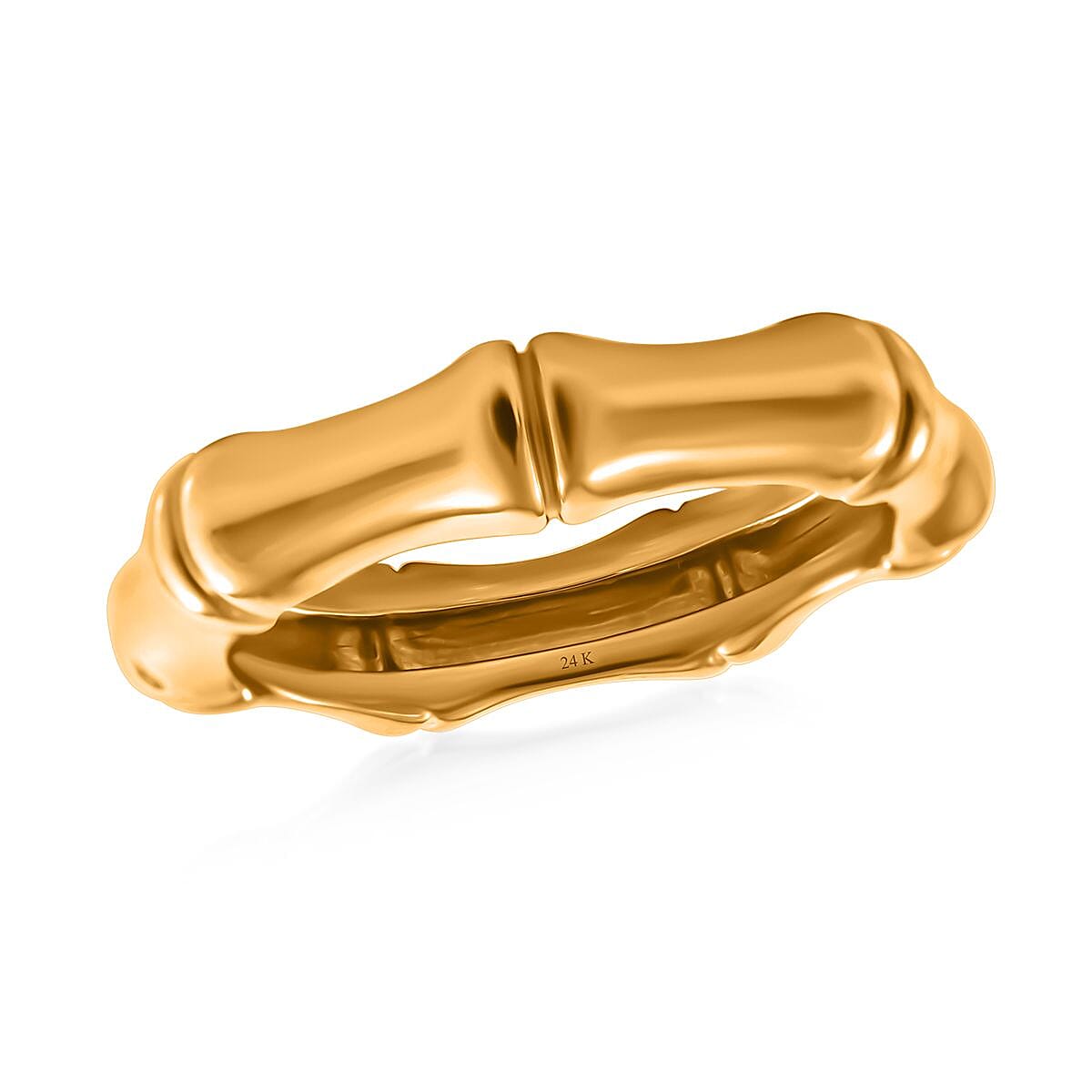 Doorbuster 24K Yellow Gold Bamboo Band Ring (Size 8.0) (1.50 g)