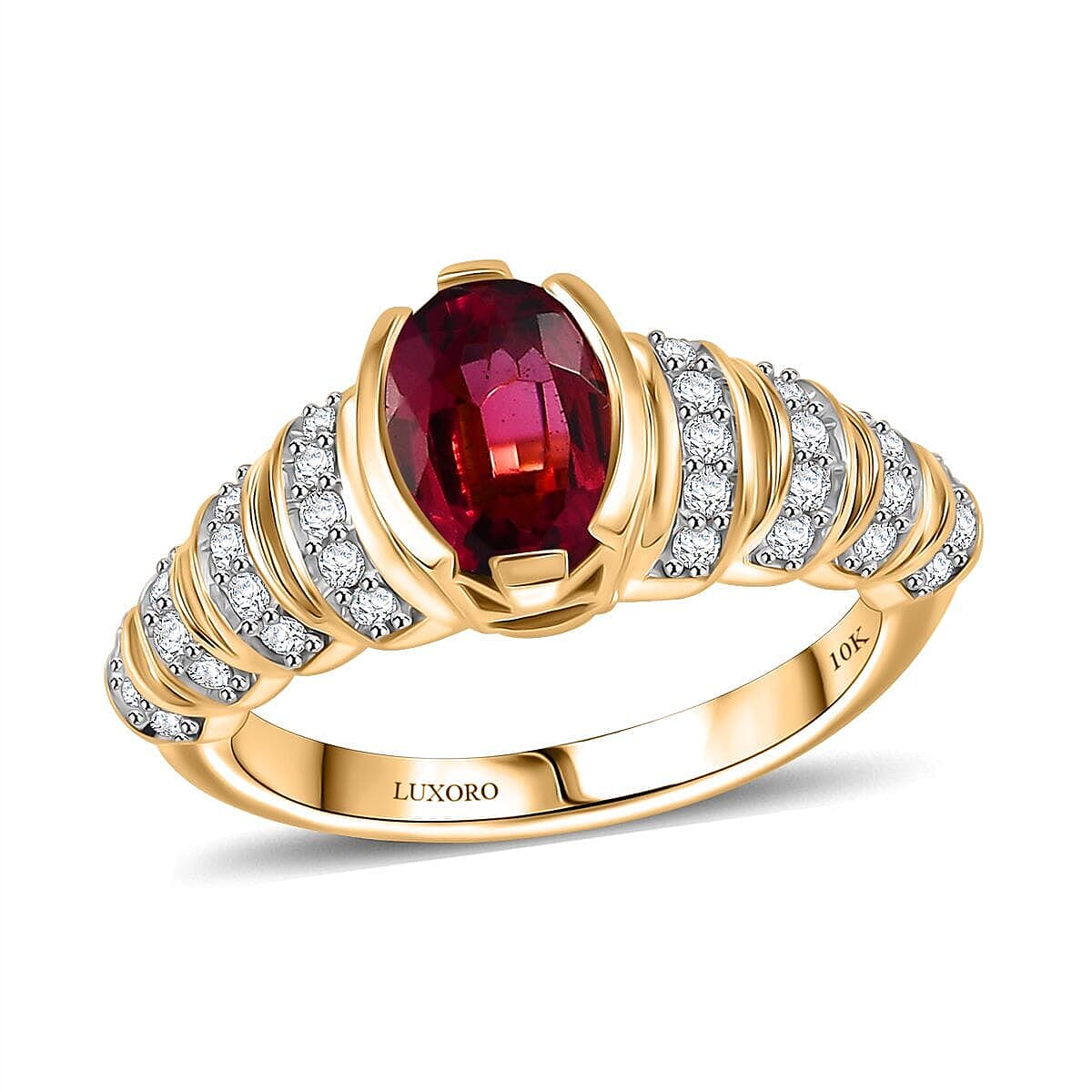 Luxoro 10K Yellow Gold AAA Ouro Fino Rubellite, Diamond (G-H, I2) Ring (Size 10.0) 1.60 ctw