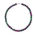 Ruby Zoisite 250.00 ctw Beaded Necklace in Sterling Silver 18 Inches - Sticky add to cart bar