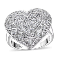 GP Luxuriant Lab Grown Diamond (SI) Ring in Rhodium Over Sterling Silver (Size 7.0) 1.00 ctw