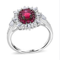Ceylon Blue Sapphire, Moissanite Ring in Rhodium Over Sterling Silver (Size 10.0) 1.50 ctw