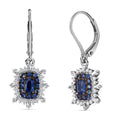 Blue Ceylon Sapphire, Moissanite Earrings in Rhodium Over Sterling Silver 2.10 ctw - Sticky add to cart bar