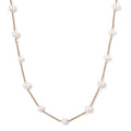 Freshwater White Pearl Station Necklace (36 Inches) in ION Plated YG Stainless Steel - Sticky add to cart bar