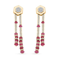 Clarte Prismatic Collection Ruby, Moissanite Earrings in Vermeil YG Over Sterling Silver 8.95 ctw