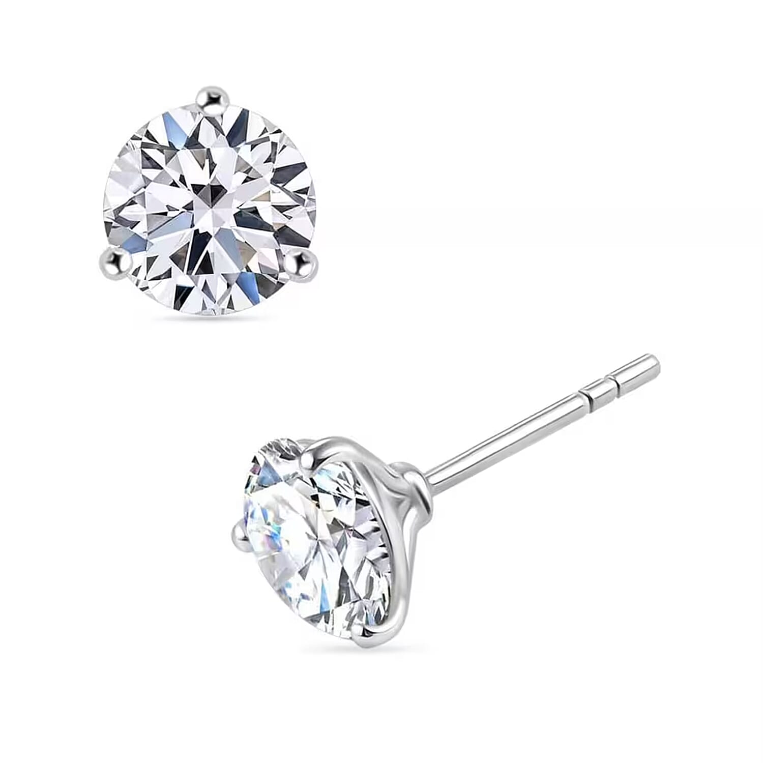 SGL Certified Luxuriant Lab Grown Diamond E-F VS 2.50 ctw Solitaire Stud Earrings in 10K White Gold