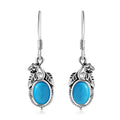 D'Joy Artisan Crafted Sleeping Beauty Turquoise 2.00 ctw Floral & Leaf Earrings in Black Oxidized Sterling Silver - Sticky add to cart bar