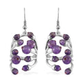 African Amethyst, Purple Austrian Crystal Earrings in Silvertone 3.00 ctw - Sticky add to cart bar