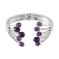 African Amethyst, Purple Austrian Crystal Bangle Bracelet in Silvertone (7.00 In) 3.00 ctw - Sticky add to cart bar