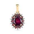 Luxoro AAA Radiant Amber Garnet, AAA Padparadscha Sapphire, Natural Champagne Diamond 2.90 ctw Royal Bloom Pendant without Chain in 10K Yellow Gold - Sticky add to cart bar