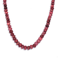 Norwegian Thulite Beaded 160.00 ctw Necklace in Stainless Steel 18-20 Inches