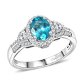 D'Joy Madagascar Lagoon Apatite and Moissanite 1.75 ctw Ring in Rhodium Over Sterling Silver (Size 10.0) - Sticky add to cart bar