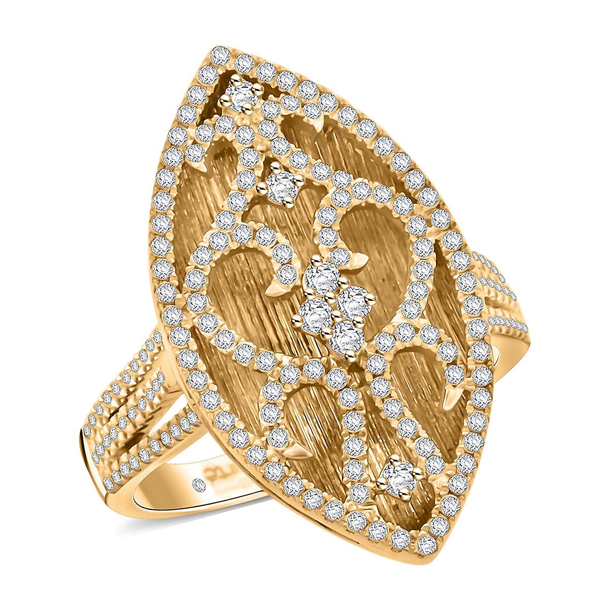 Clarte Petra Collection Moissanite Ring in Vermeil YG Over Sterling Silver (Size 10.0) 0.65 ctw