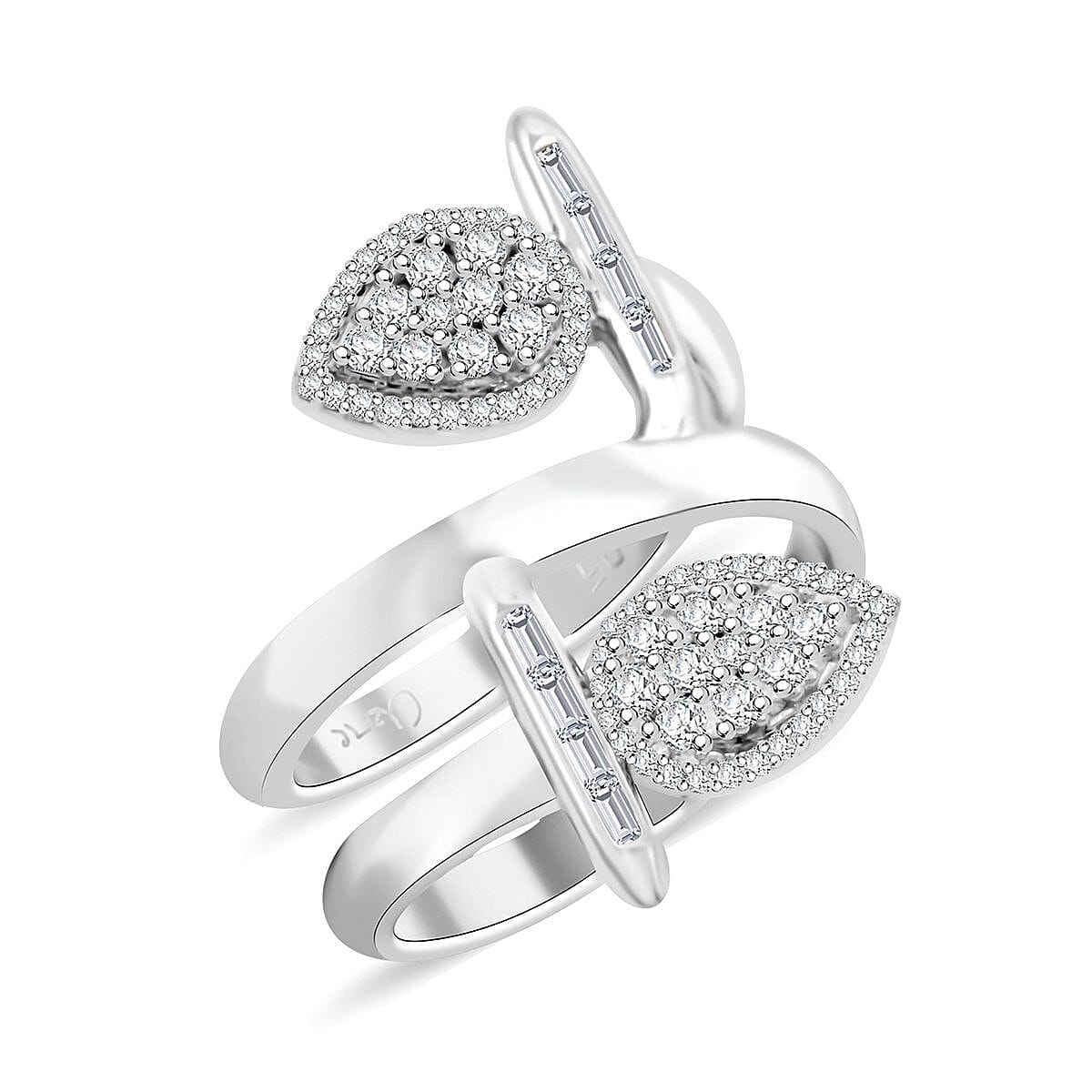 Clarte Tetris Collection Moissanite Ring in Sterling Silver (Size 10.0) 0.55 ctw