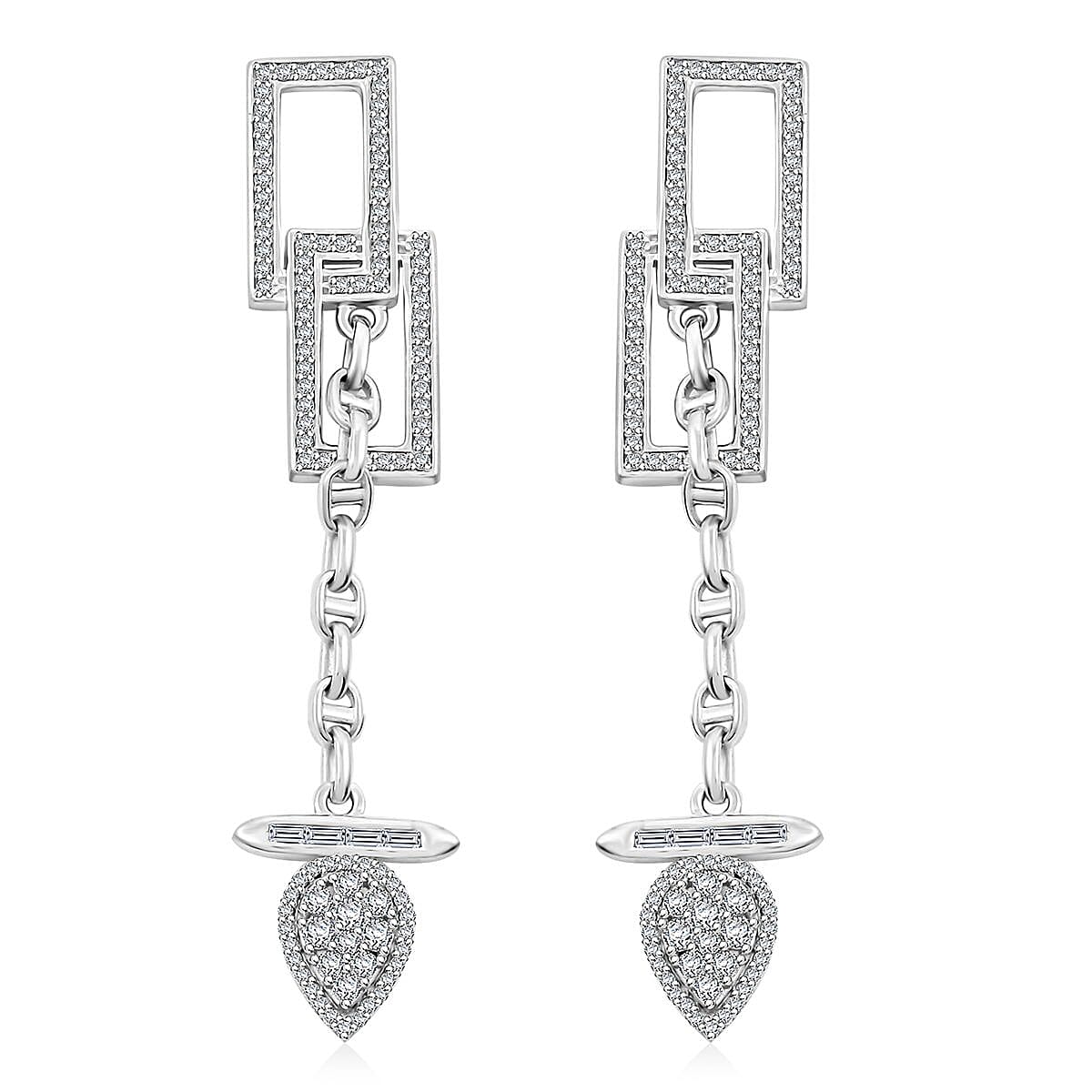 Clarte Tetris Collection Moissanite 1.00 ctw Earrings in Sterling Silver