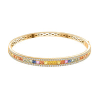 Ankur Treasure Chest Clarte Prima Collection Multi Sapphire, Moissanite Bangle Bracelet in Vermeil YG Over Sterling Silver (6.50 In) 5.40 ctw