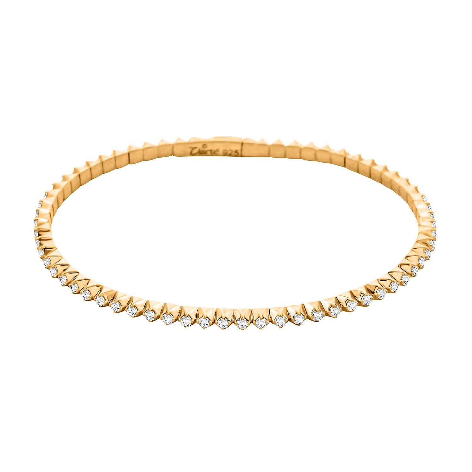 Clarte NU Tennis Flex Collection Moissanite 1.40 ctw Bangle Bracelet in Vermeil Yellow Gold Over Sterling Silver (6.50 In)