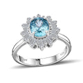 Premium Cambodian Blue Zircon, Moissanite Ring in Rhodium Over Sterling Silver (Size 7.0) 3.80 ctw - Sticky add to cart bar