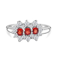 Premium Red Sapphire, Moissanite Ring in Rhodium Over Sterling Silver (Size 10.0) 1.40 ctw