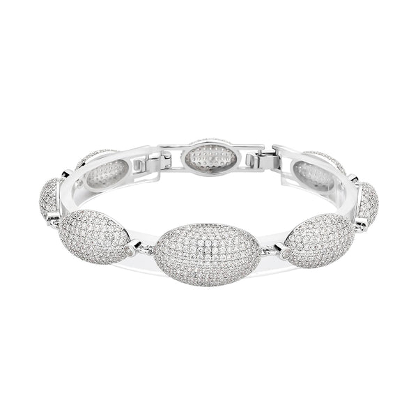 Simulated Lustrous Link Diamond 2.50 ctw Bracelet in Silvertone