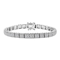 Diamond Art Deco Bracelet in Rhodium Over Sterling Silver (7.25 In) 3.90 ctw