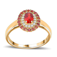 Luxoro 10K Yellow Gold AAA Red Sapphire, Padparadscha Sapphire (BT), Diamond (G-H, I2) Ring (Size 10.0) 1.20 ctw
