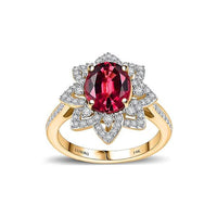 Doorbuster Certified & Appraised Luxoro AAA Ouro Fino Rubellite and G-H I2 Diamond 2.73 ctw Ring in 14K Yellow Gold (Size 10.0) 4.50 Grams (Del. in 7-10 Days)
