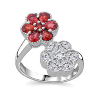Premium Red Sapphire, Moissanite Ring in Rhodium Over Sterling Silver (Size 5.0) 2.30 ctw