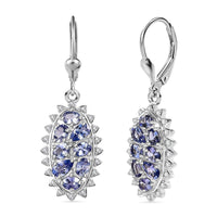 TLV Tanzanite, White Zircon Lever Back Earrings in Rhodium Over Sterling Silver 2.60 ctw