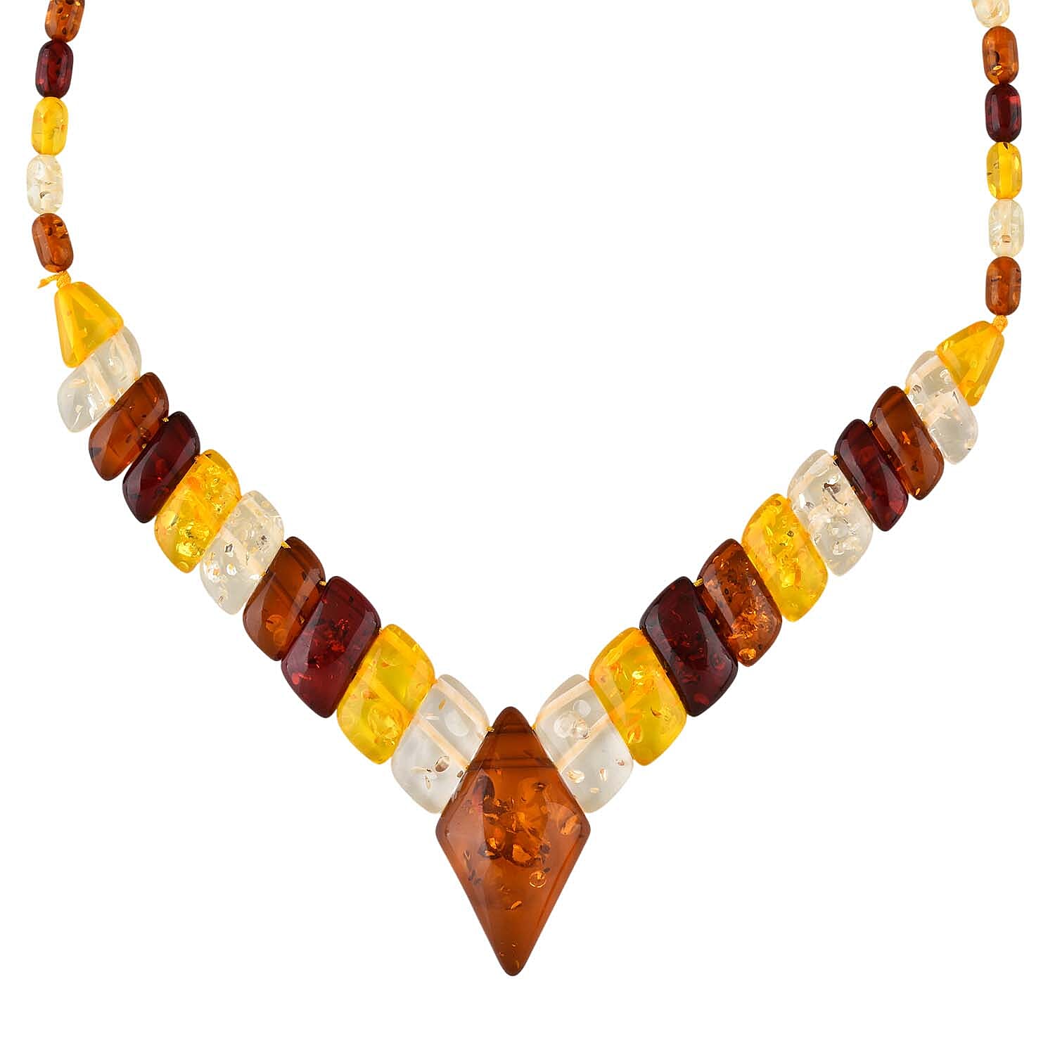 Multi Color Amber  Stone Necklace 140.00 ctw