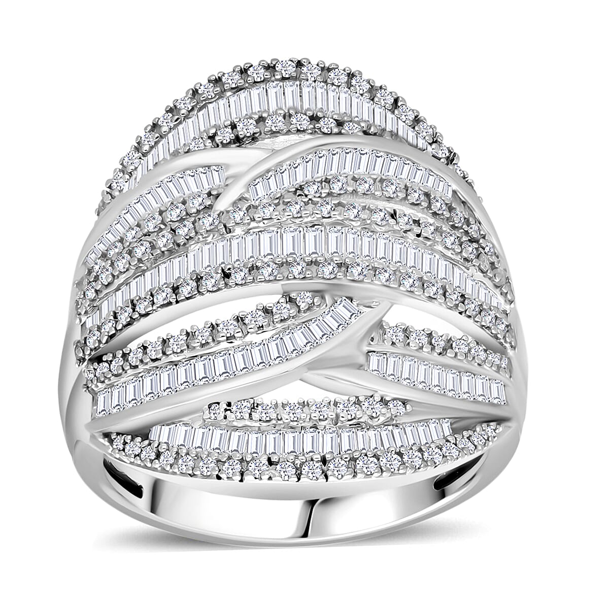 Diamond Interlock Ring in Sterling Silver