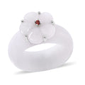 White Jade Carved, Mozambique Garnet Floral Ring in Sterling Silver (Size 11.0) 37.10 ctw - Sticky add to cart bar