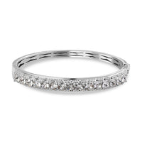 Karis J Francis Embellished with Crystal by Swarovski Bangle in Platinum Bond (7.25 In) 6.60 ctw