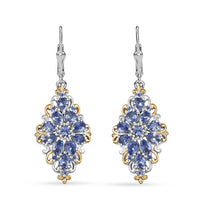 Tanzanite 3.35 ctw Lever Back Earrings in Vermeil YG and Rhodium Over Sterling Silver