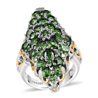 Tanzanite 4.15 ctw Cluster Ring in 18K Vermeil YG and Rhodium Over Sterling Silver (Size 10.0)