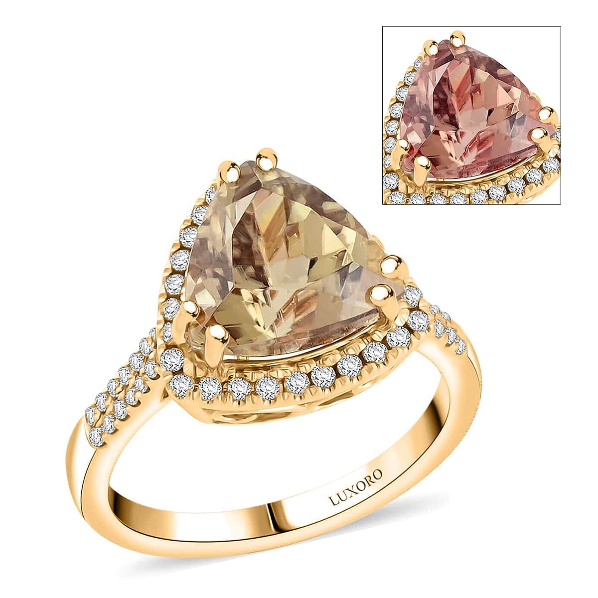Pre Doorbuster Deal Certified & Appraised Luxoro 10K Yellow Gold AAA Turkizite, Diamond (G-H, I2) (0.37 cts) Ring (Size 7.0) 4.50 ctw
