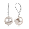 J Francis Embellished with White Pearl 24.85 ctw Crystal by Swarovski Lever Back Earrings in Sterling Silver - Sticky add to cart bar