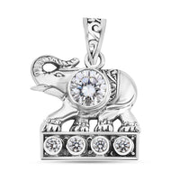 Bali Legacy Moissanite 1.50 ctw Elephant Pendant without Chain in Sterling Silver
