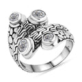 Bali Legacy Moissanite (Rnd 5mm) Tulangnaga with Pebble Bypass Ring in Sterling Silver (Size 8.0) 1.35 ctw - Sticky add to cart bar