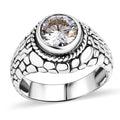 Bali Legacy Moissanite (Rnd 9mm) Tulangnaga with Pebble Ring in Sterling Silver (Size 8.0) 2.50 ctw - Sticky add to cart bar
