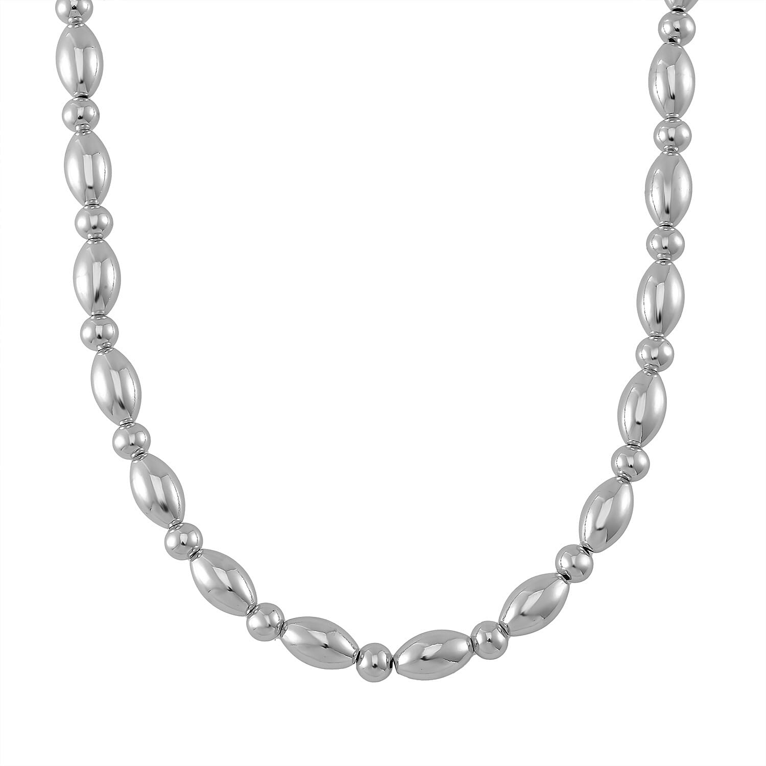 Oval and Round Shape Necklace (18-20 Inches) in Silvertone