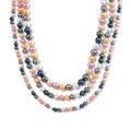 Multi Color Shell Pearl Three-Row Necklace 18 Inches in Stainless Steel - Sticky add to cart bar