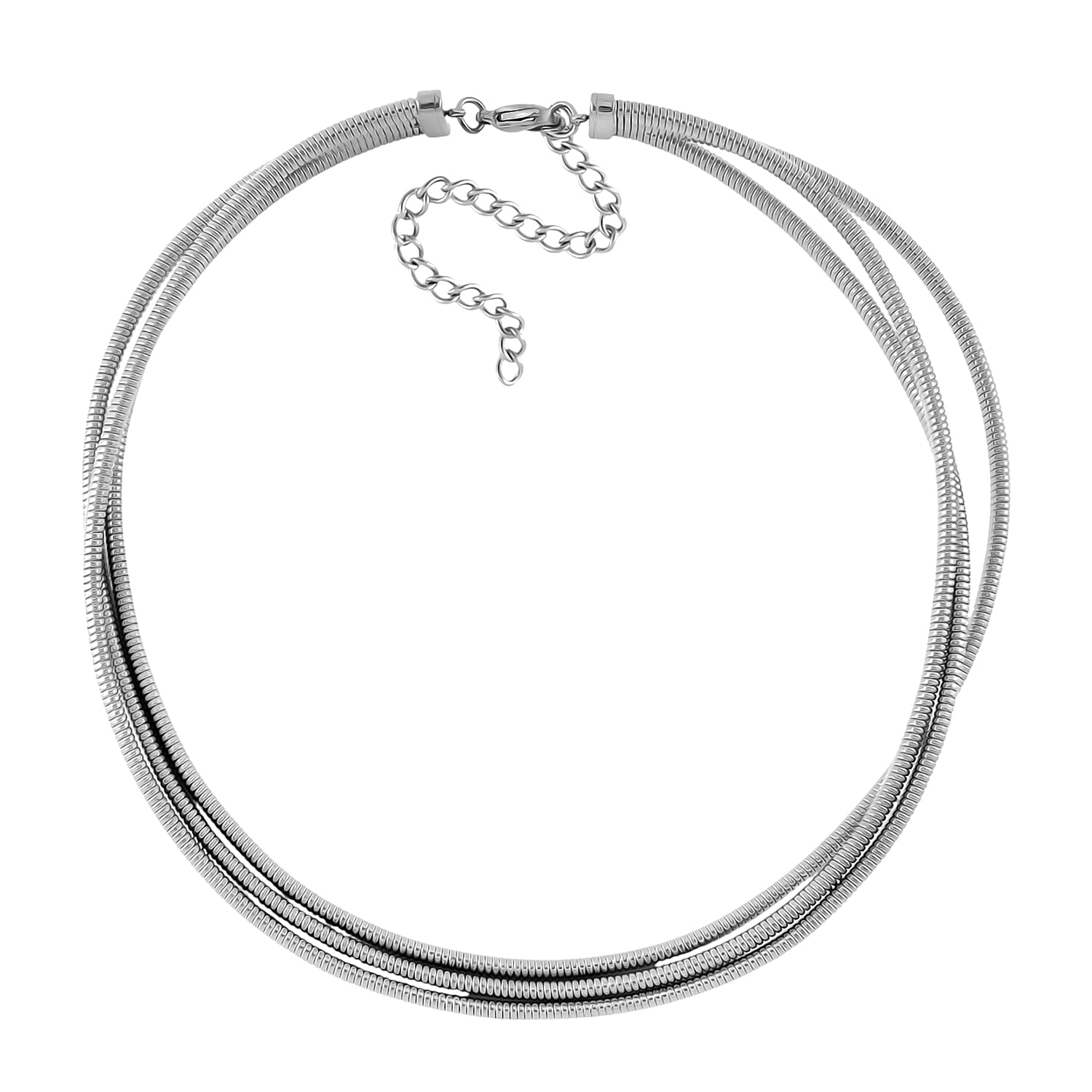 Triple Strand Choker Necklace in Stainless Steel 16-20 Inches