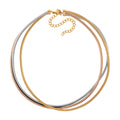 Triple Strand Choker Necklace in ION Plated YRG and Stainless Steel 16-20 Inches - Sticky add to cart bar