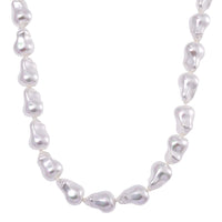 White Shell Pearl Necklace in Stainless Steel 20 Inches