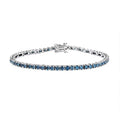 Luxuriant Lab Grown Blue Diamond (IR) VS 5.00 ctw Bracelet in Rhodium Over Sterling Silver (7.25 In) - Sticky add to cart bar