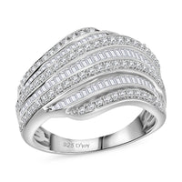 White Diamond Ring in Platinum Over Sterling Silver (Size 8.0) 1.00 ctw