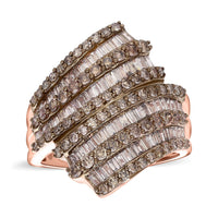 Natural Champagne Diamond 2.00 ctw Ring in Vermeil Rose Gold Over Sterling Silver
