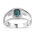 Doorbuster Luxoro 14K White Gold AAA Pirineu Lagoon Tourmaline, Diamond (G-H, I2) (0.20 cts) Men's Ring (Size 10.0) 0.90 ctw - Sticky add to cart bar