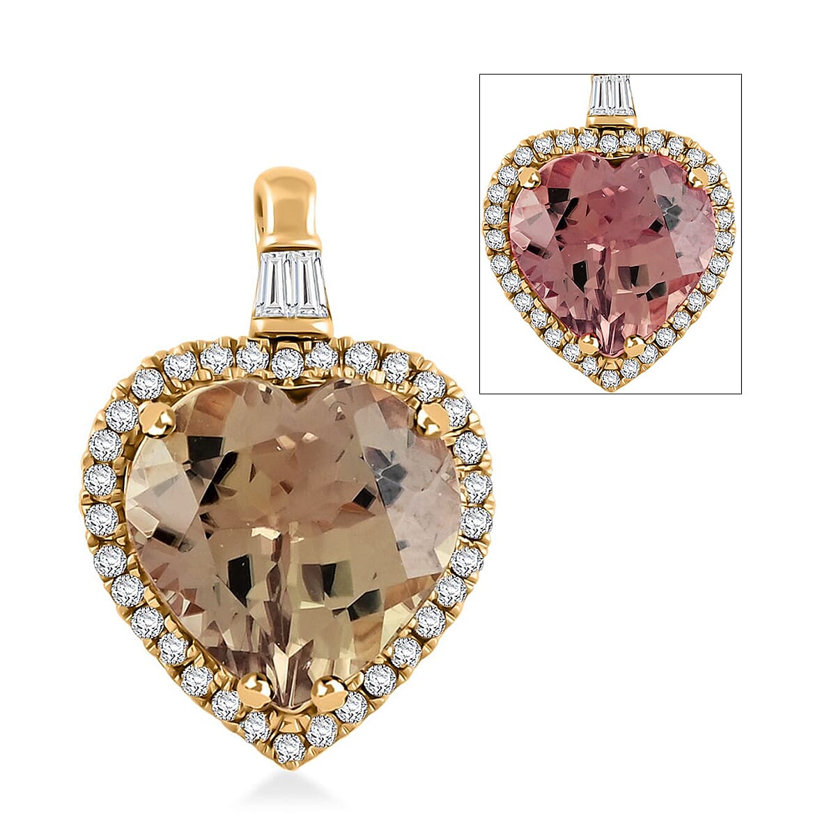 Certified & Appraised Luxoro AAA Turkizite and G-H, I2 Diamond 7.05 ctw Pendant without Chain in 14K Yellow Gold