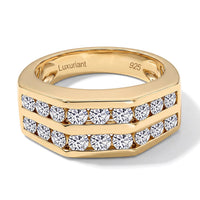 Luxuriant Lab Grown Diamond (SI) Men's Ring in 18K Vermeil YG Over Sterling Silver (Size 10.0) 2.00 ctw